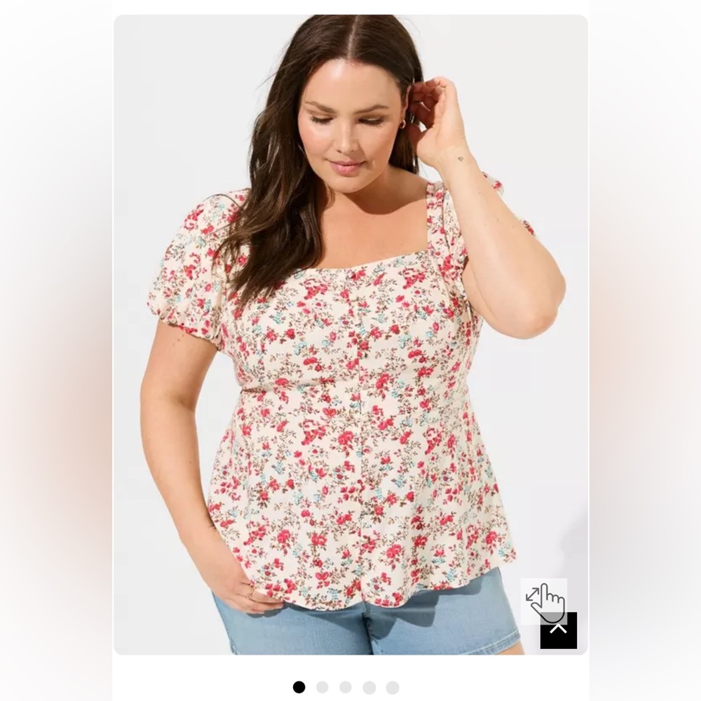Torrid Floral Square Neck Blouse